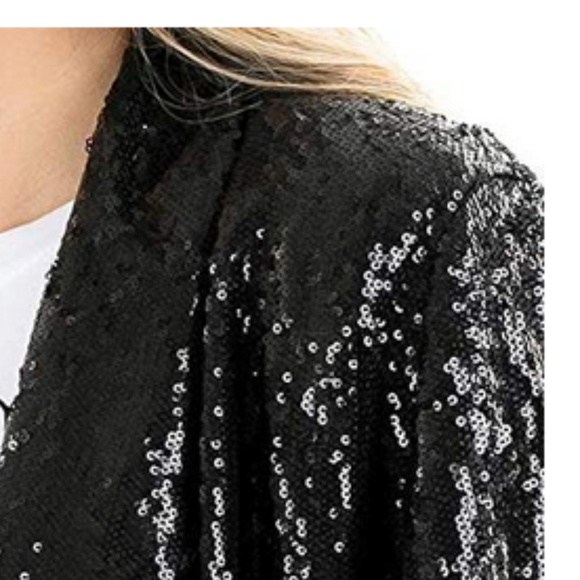 ❤LAST 1- BLACK SEQUIN BLAZER - Picture 3 of 4